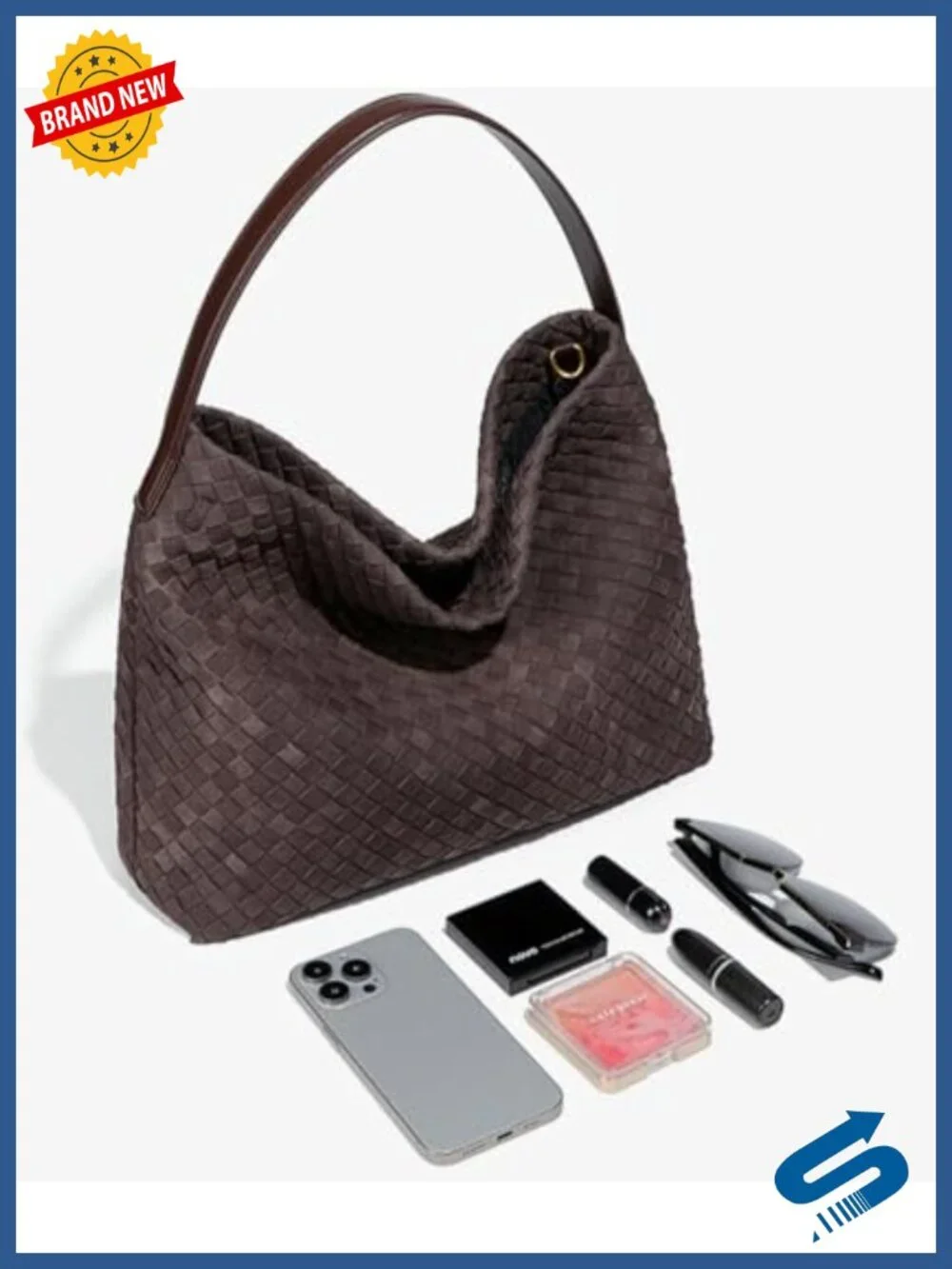 Slouchy Woven Suede Tote Bag with Detachable Strap